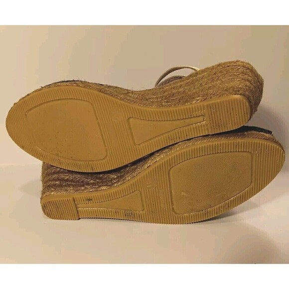 Gaimo Handmade Black/Tan/Metallic Espadrilles w/Ankle Straps Size 41 (US 10.5) - Picture 7 of 8